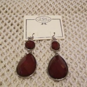 Maroon jewel dangle earrings